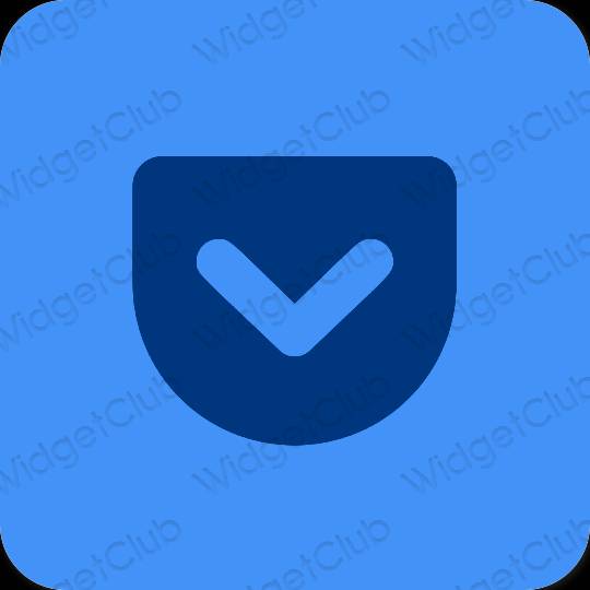 Estetický neonově modré Pocket ikony aplikací