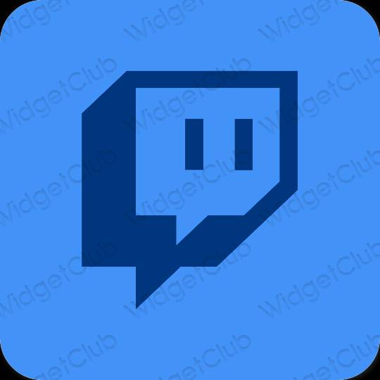 Estetik biru neon Twitch ikon aplikasi