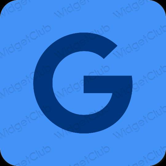 Aesthetic neon blue Google app icons