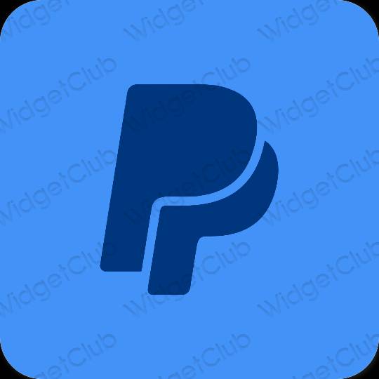 Естетичний неоновий синій Paypal значки програм