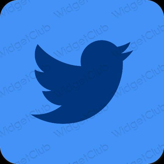 Esteettinen sininen Twitter sovelluskuvakkeet