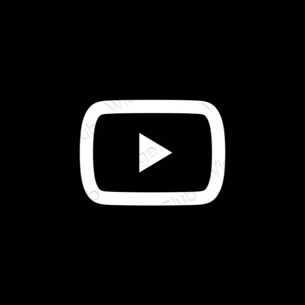 Estético negro Youtube iconos de aplicaciones