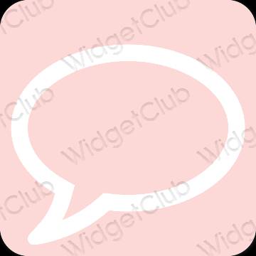Estetyka pastelowy róż Messages ikony aplikacji
