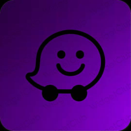 Ästhetisch Schwarz Waze App-Symbole