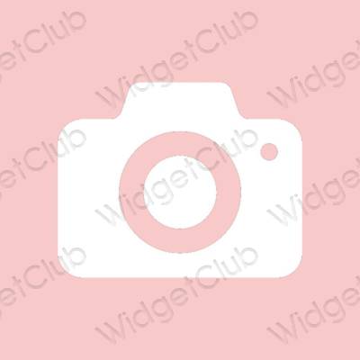 Estetinis rožinis Camera programėlių piktogramos