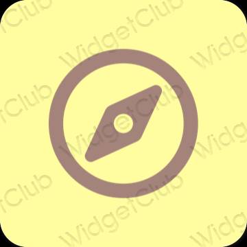 Estetický žlutá Safari ikony aplikací