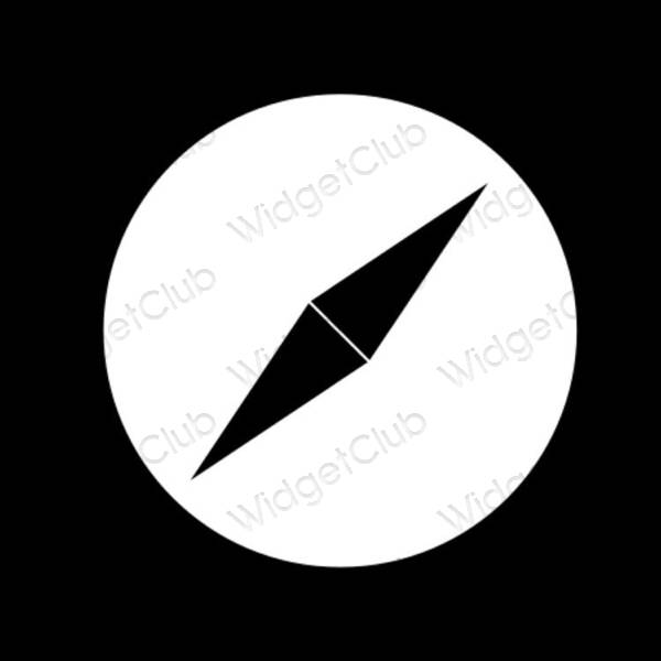 Estetic negru Safari pictogramele aplicației