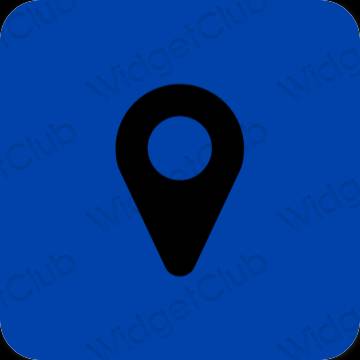 Estetický modrý Map ikony aplikací