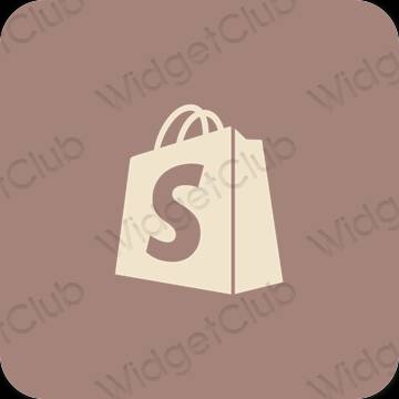 Estetický hnědý Shopify ikony aplikací