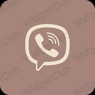 Естетичен кафяво Viber икони на приложения