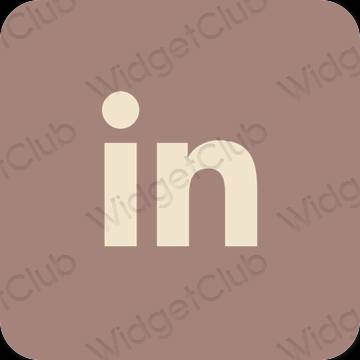 Estetisk brun Linkedin app ikoner