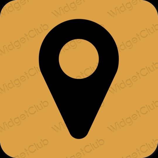 Esztétika narancssárga Map alkalmazás ikonok