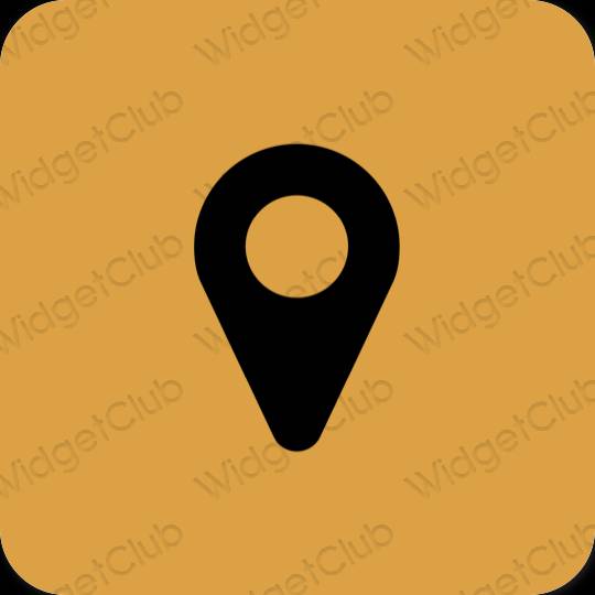 Esthétique brun Map icônes d'application
