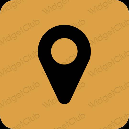 Estetické oranžová Map ikony aplikácií