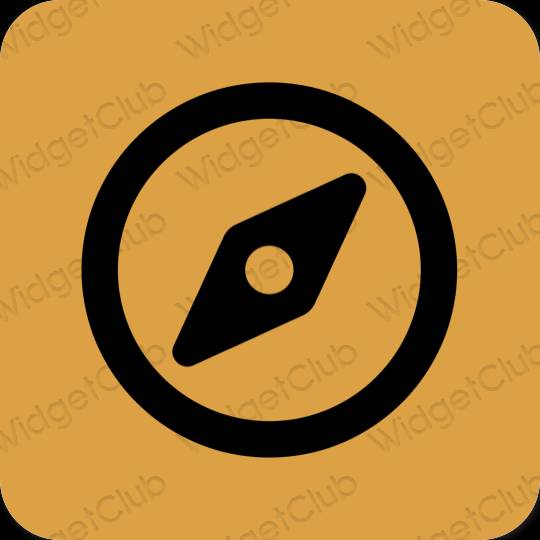 Estetický hnědý Safari ikony aplikací