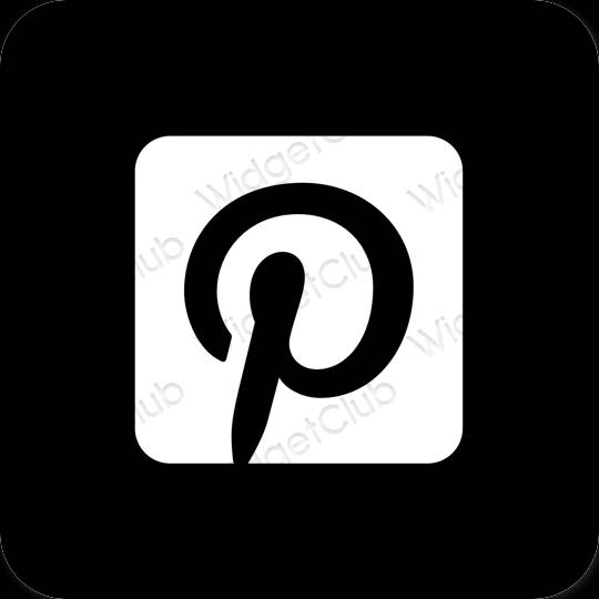 Estetyka czarny Pinterest ikony aplikacji