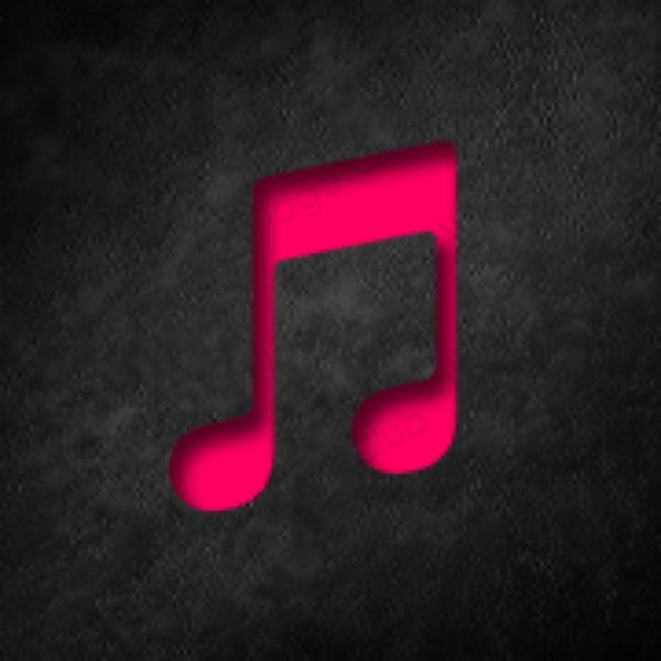 Estetis neon merah muda Music ikon aplikasi