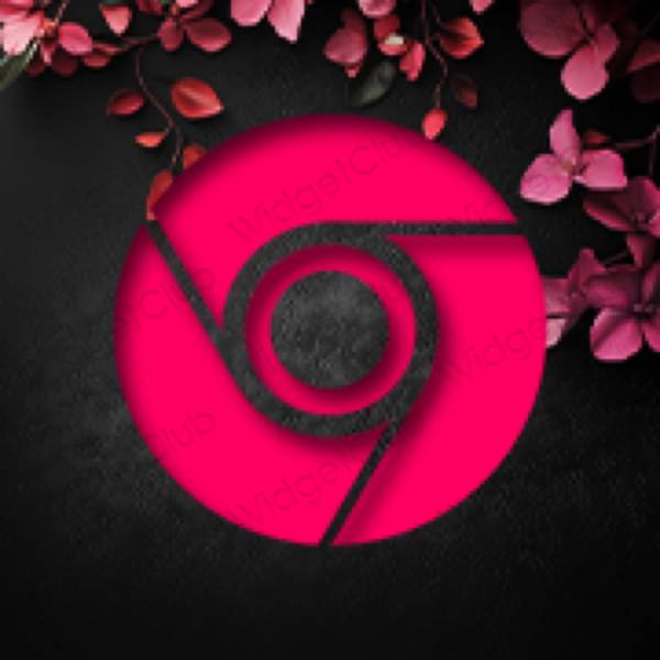 Aesthetic neon pink Chrome app icons
