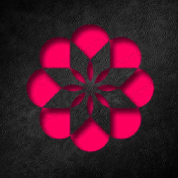 Aesthetic neon pink Photos app icons