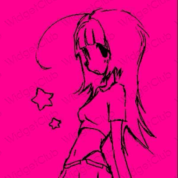 Aesthetic neon pink Instagram app icons