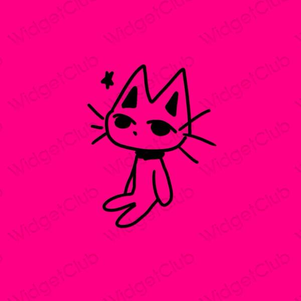 Aesthetic neon pink LINE app icons