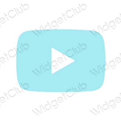 Stijlvol pastelblauw Youtube app-pictogrammen