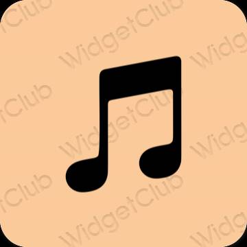 Ästhetisch Orange Apple Music App-Symbole