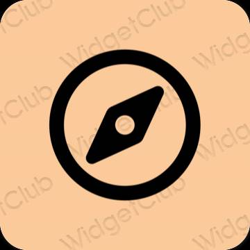 Aesthetic orange Safari app icons