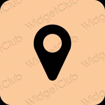 Æstetisk orange Map app ikoner