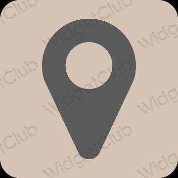 Estetyka beżowy Map ikony aplikacji