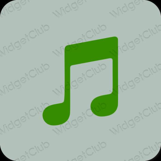 زیبایی شناسی سبز Apple Music آیکون های برنامه
