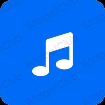 Æstetisk neon blå Music app ikoner