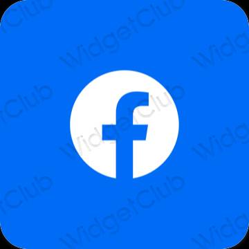 Estetický neonově modré Facebook ikony aplikací