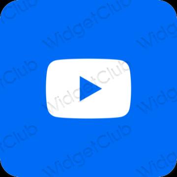 Естетичний неоновий синій Youtube значки програм