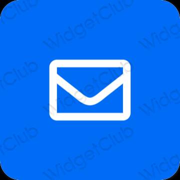 Estetski neon plava Mail ikone aplikacija
