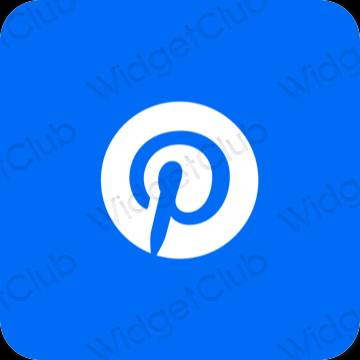 Aesthetic neon blue Pinterest app icons