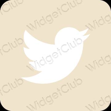 Estetický béžový Twitter ikony aplikací