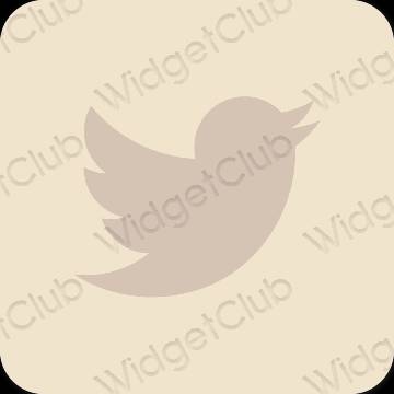 Estetico beige Twitter icone dell'app