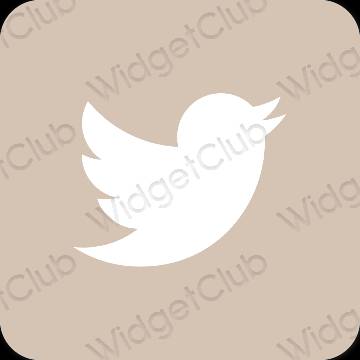 Estetico beige Twitter icone dell'app