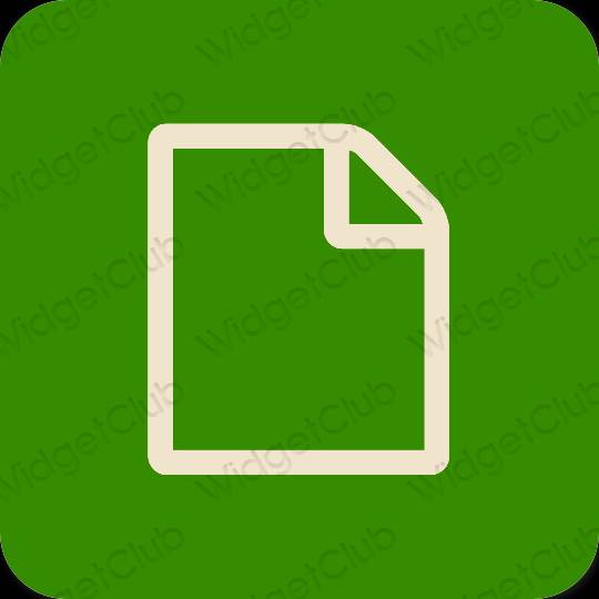Estetický zelená Notes ikony aplikací