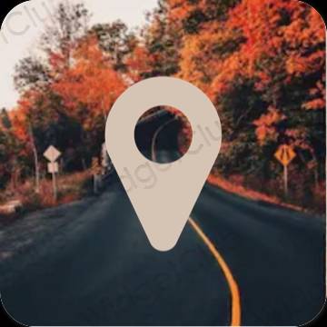 Estetsko bež Google Map ikone aplikacij