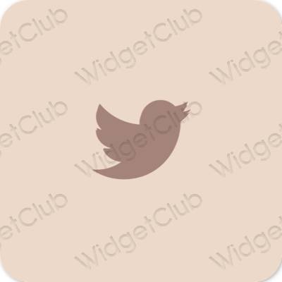 Estético beige Twitter iconos de aplicaciones