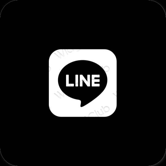 Estético negro LINE iconos de aplicaciones