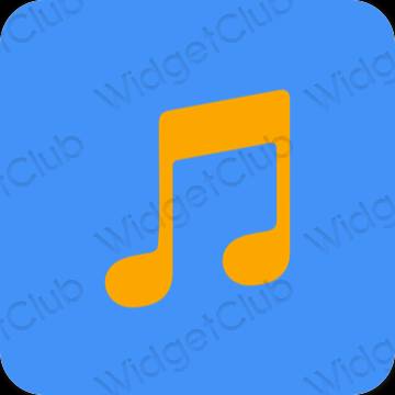 Estetyka neonowy niebieski Music ikony aplikacji