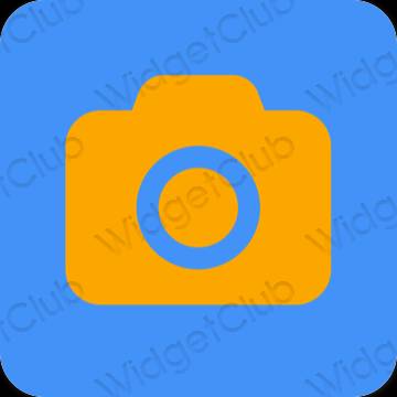 Æstetisk neon blå Camera app ikoner