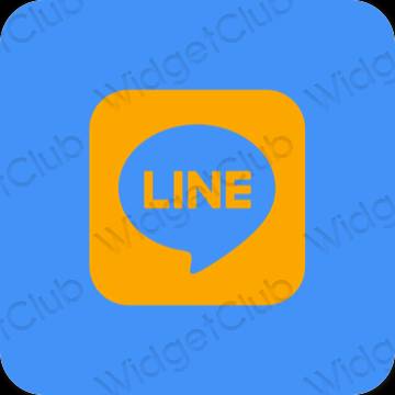 Aesthetic neon blue LINE app icons
