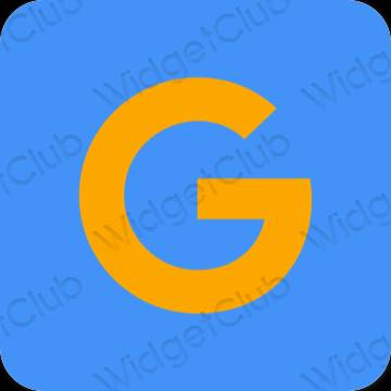 Esthétique bleu fluo Google icônes d'application