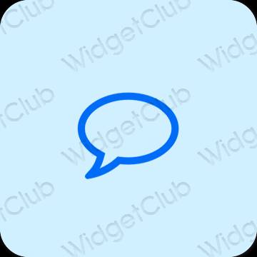 Esztétika pasztell kék Messages alkalmazás ikonok