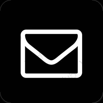 Естетичний чорний Mail значки програм