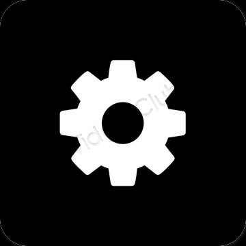 Estetsko Črna Settings ikone aplikacij